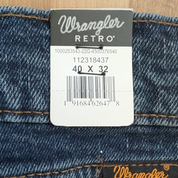 NWT Wrangler Retro Slim Bootcut Jeans 40x32 Dark Wash Western Cowboy Denim - Picture 7 of 8